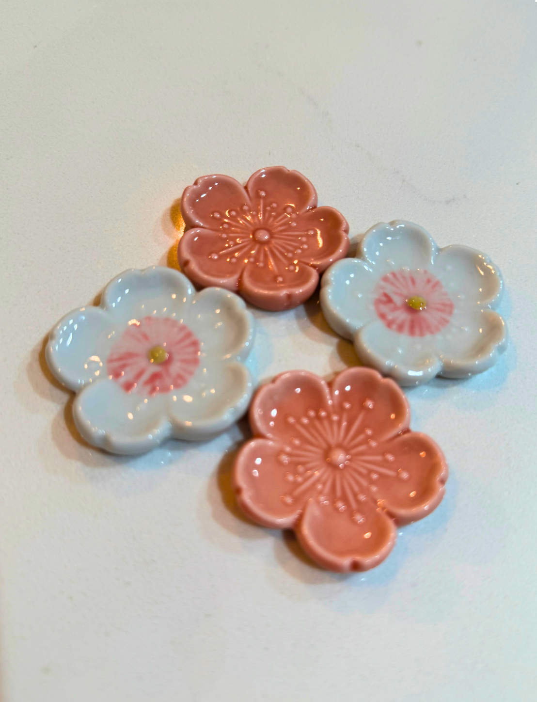 Pink & White Sakura Chopstick Holders- Set of 4