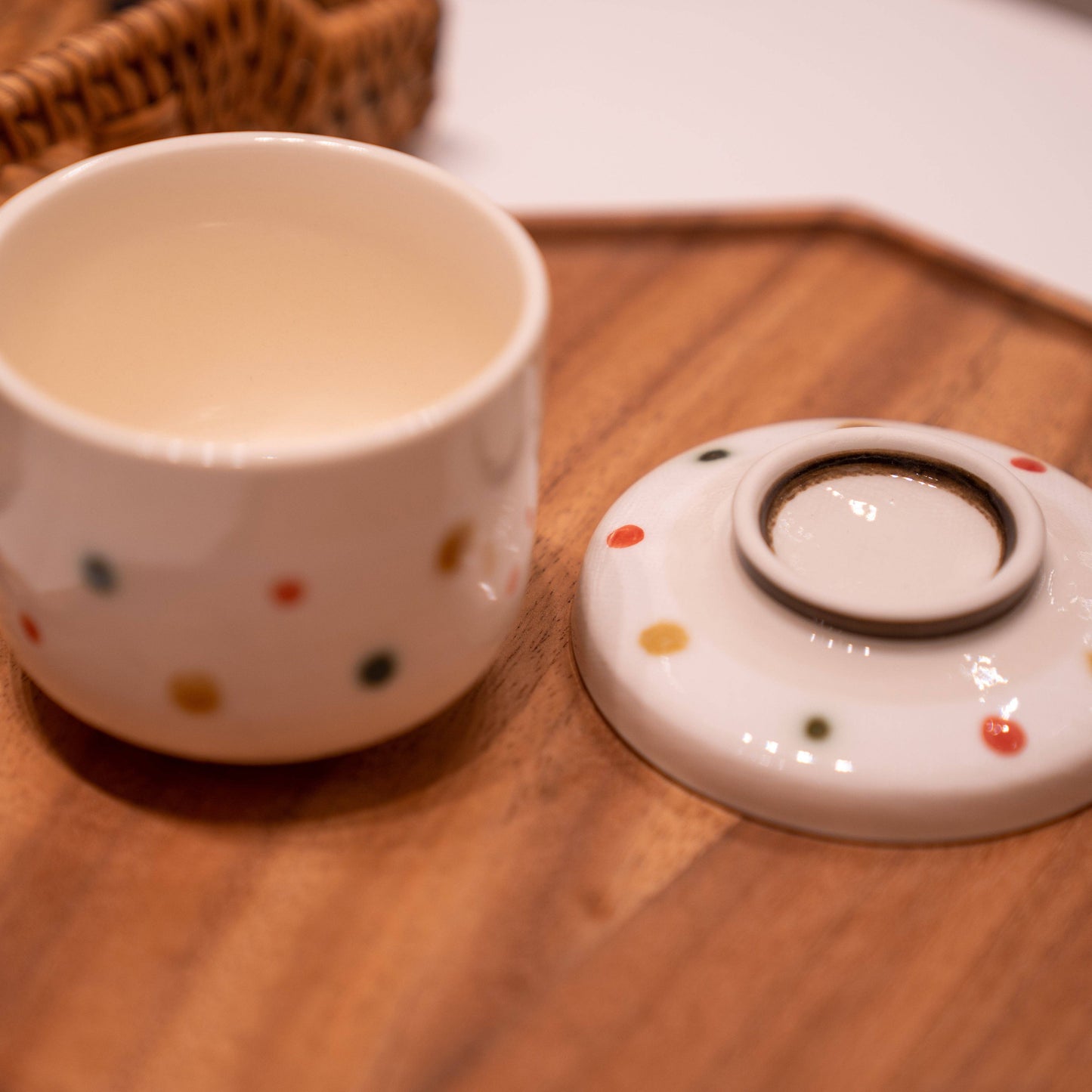 Handmade Seto Ware Polka Chawanmushi Cup