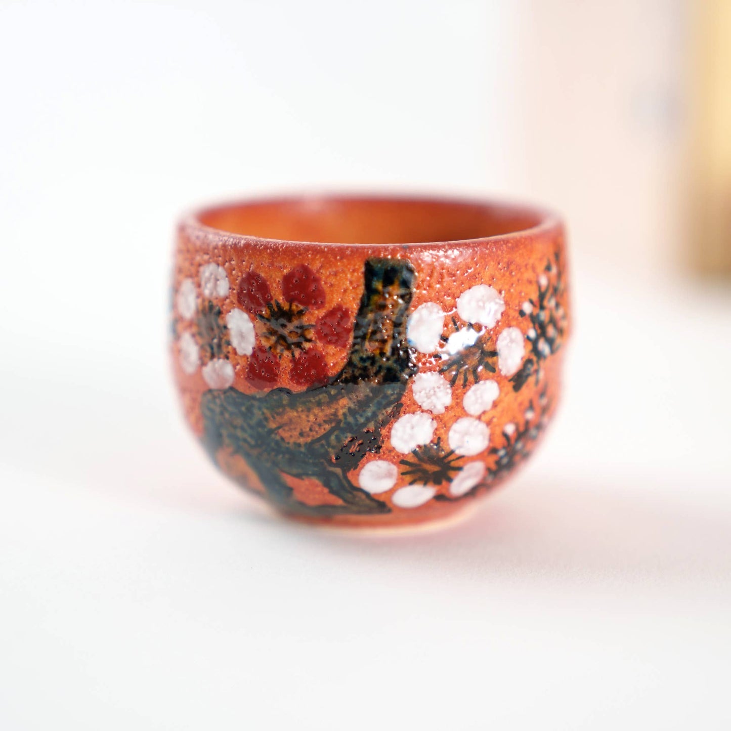 Kutani Yaki Handpainted Five Flowers Ochoko Sake Cup Set