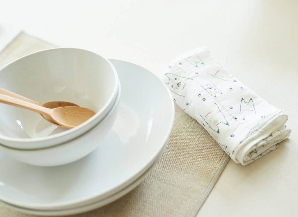 Printed Japanese Dishcloth - Walking Puppies
