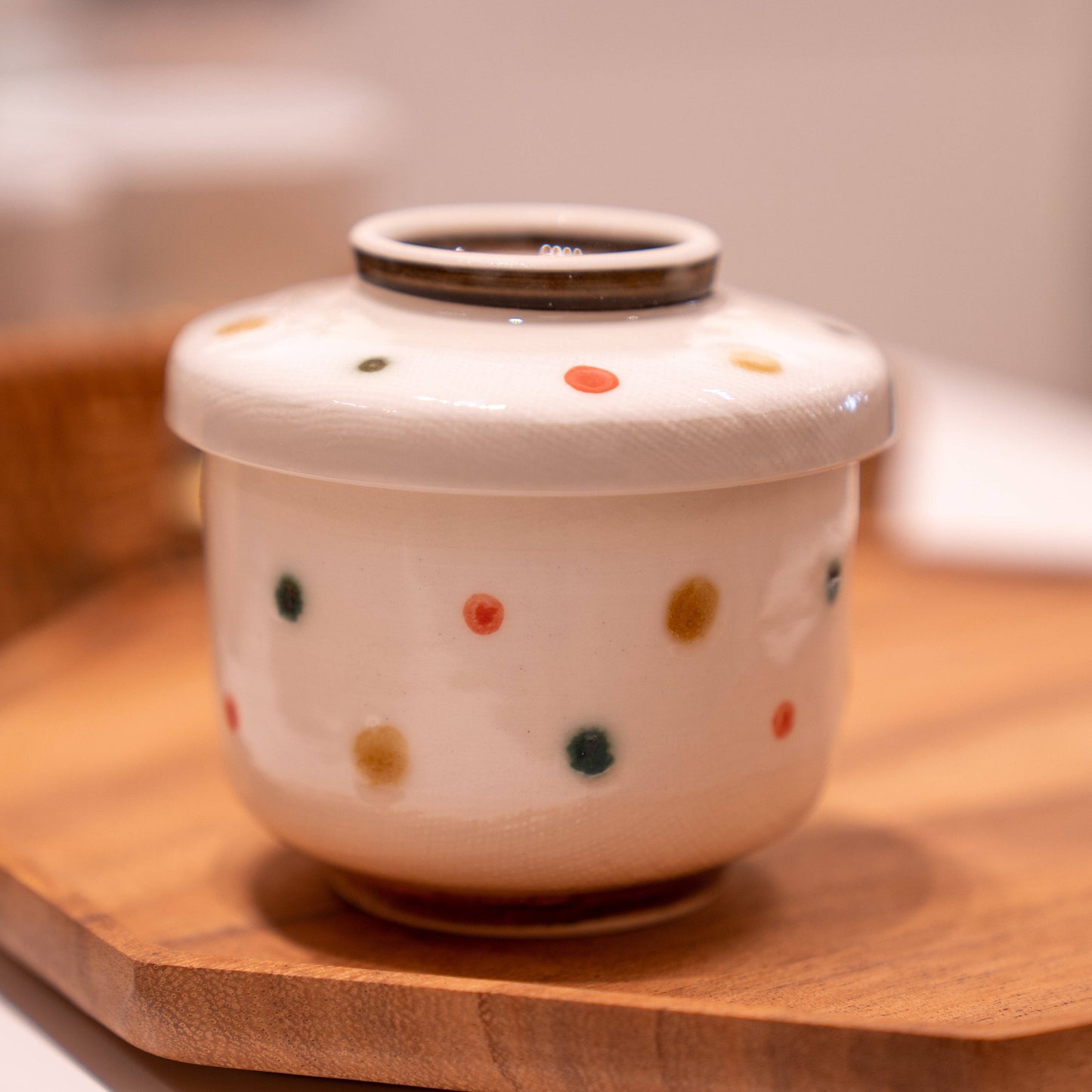 Handmade Seto Ware Polka Chawanmushi Cup