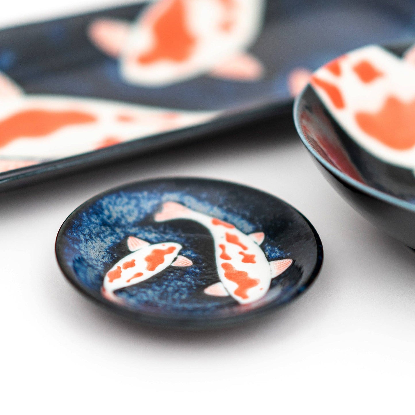 Japanese Mino Ware Koi Fish Plate- Small
