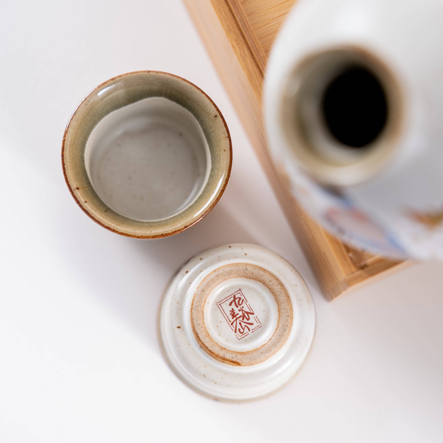 Handmade Kutani Cherry Blossom Bird Sake Gift Set