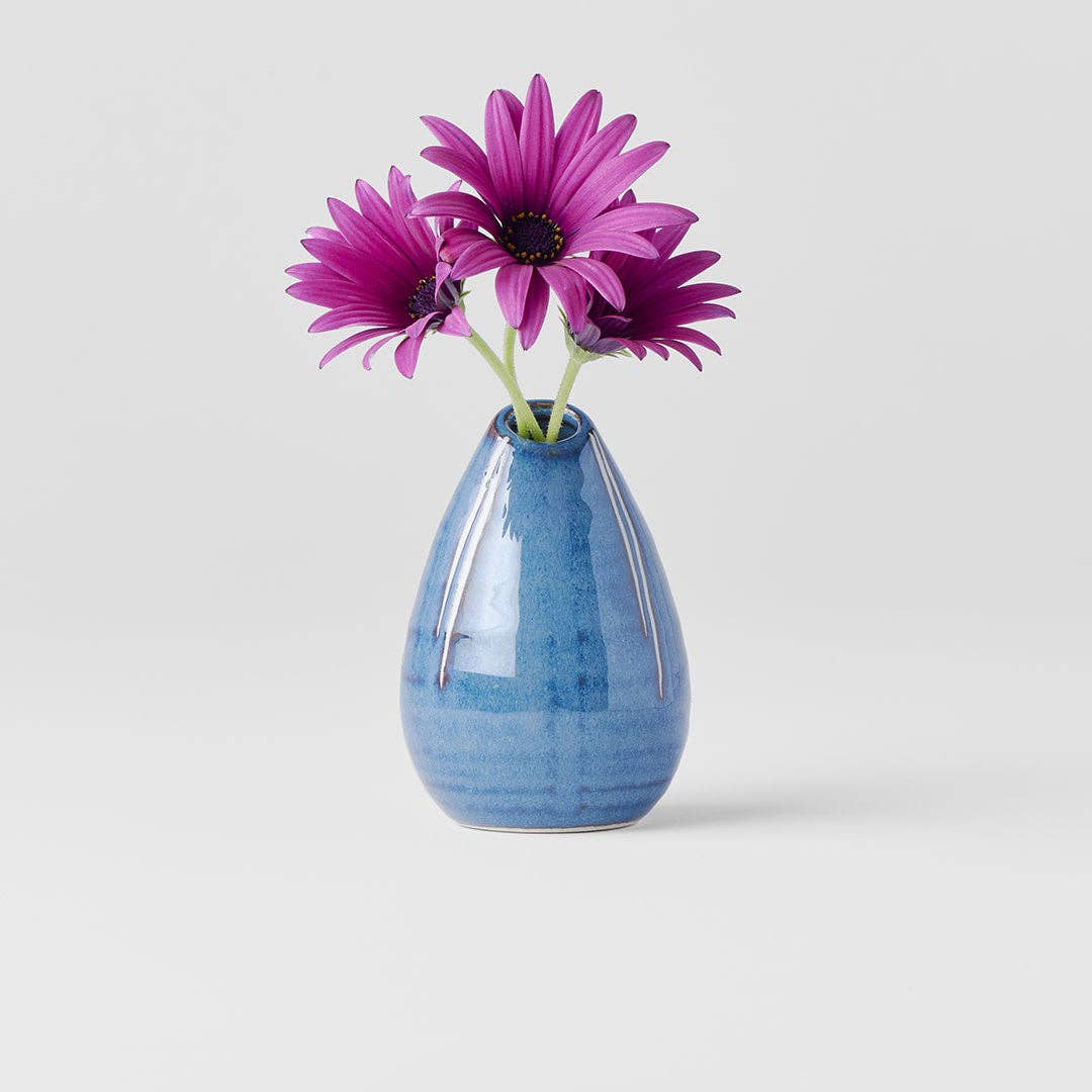 Blue & White Vertical Stripe Vase
