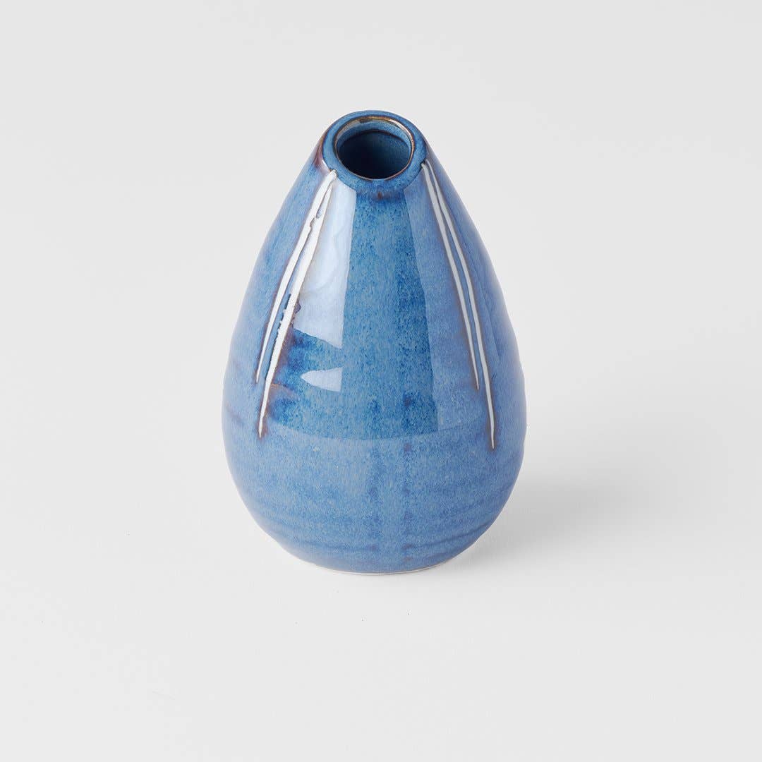 Blue & White Vertical Stripe Vase