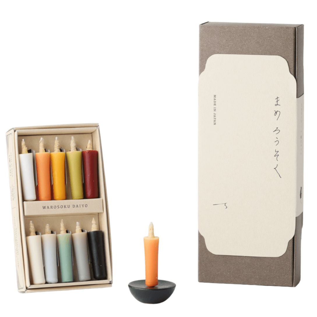 Daiyo Colorful Earth Rice Wax Candle Gift Set: Earth (Black Holder)