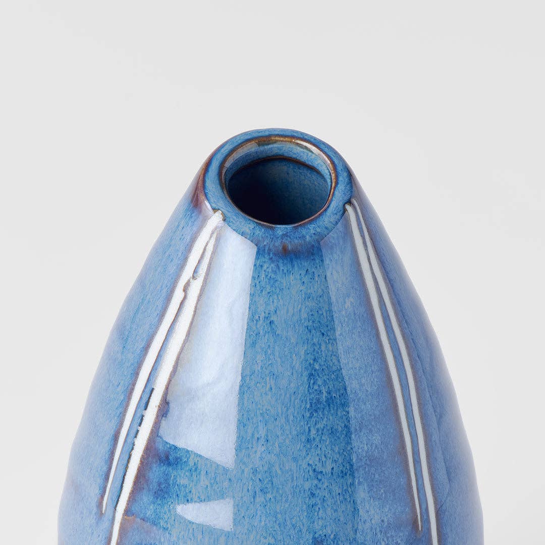 Blue & White Vertical Stripe Vase