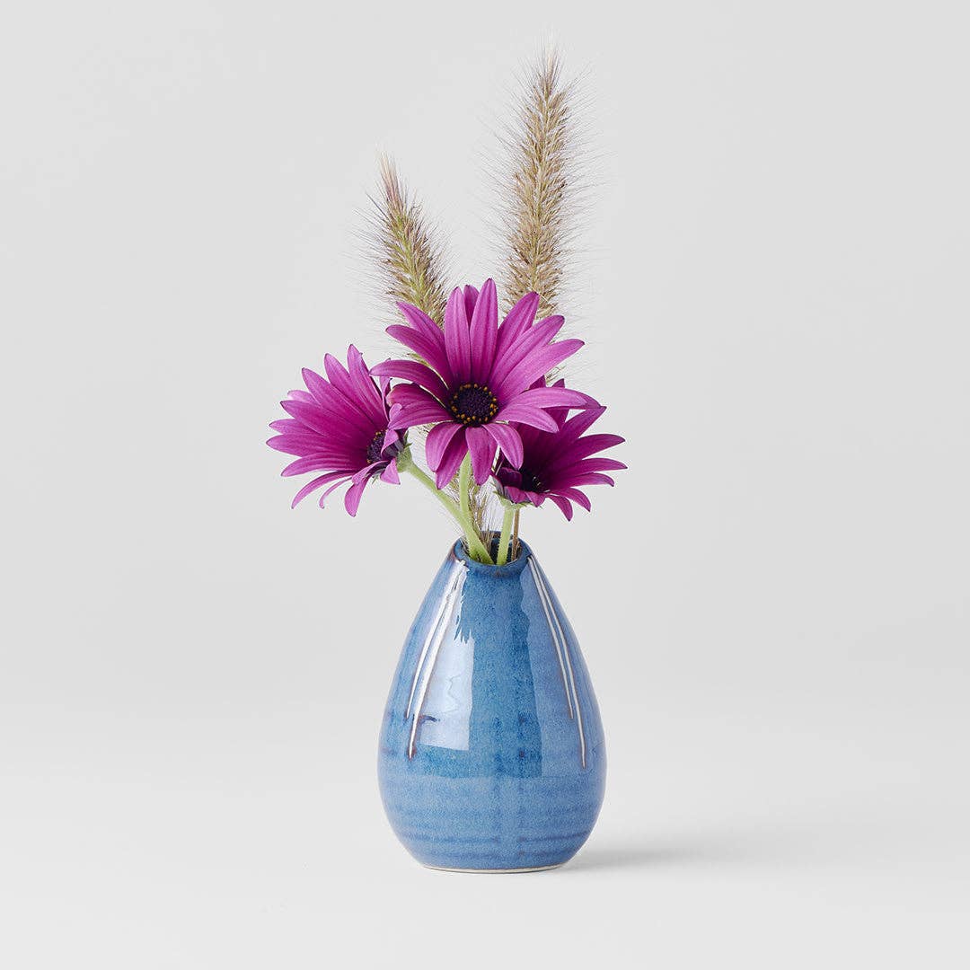 Blue & White Vertical Stripe Vase
