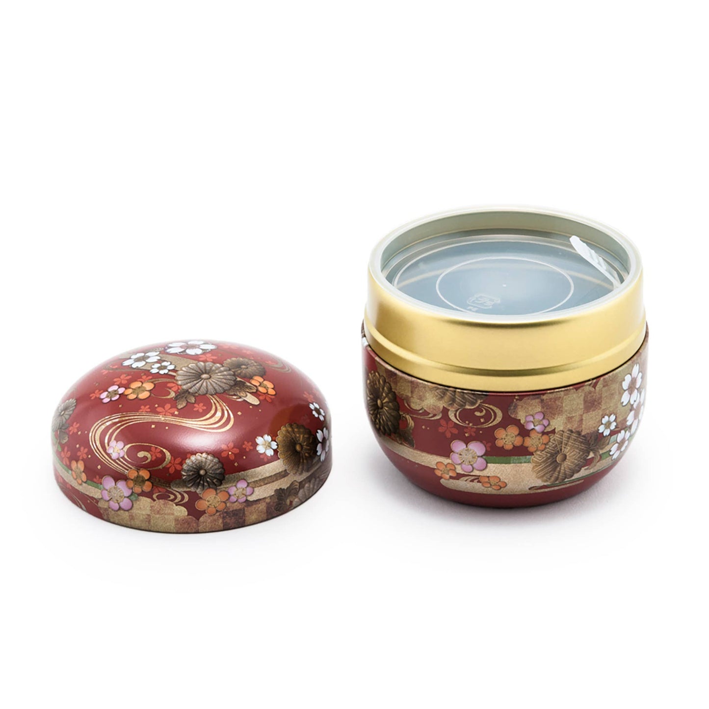 Japanese Double-Lid Tea Container – Red Flower
