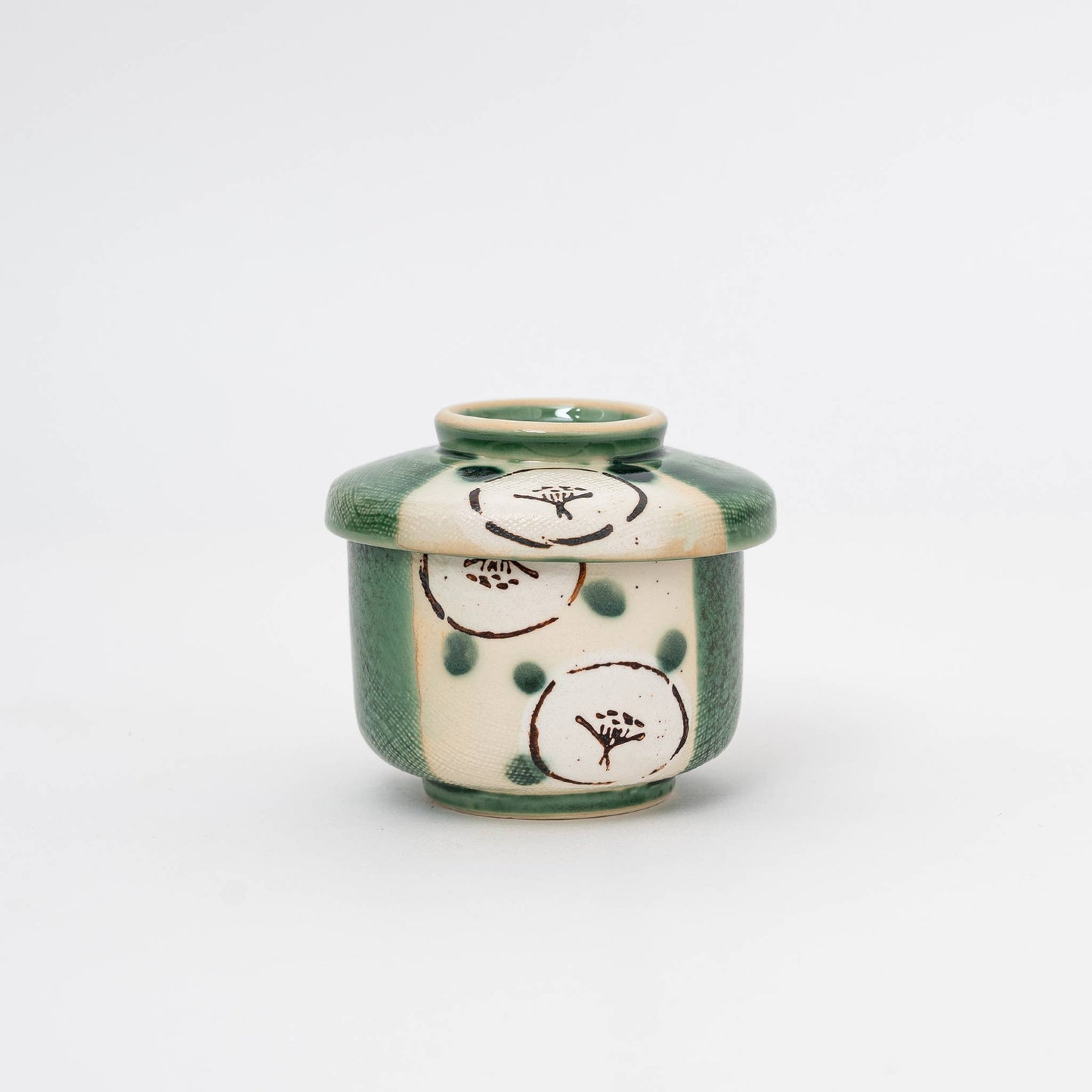 Handmade Oribe Camellia Chawanmushi Cup