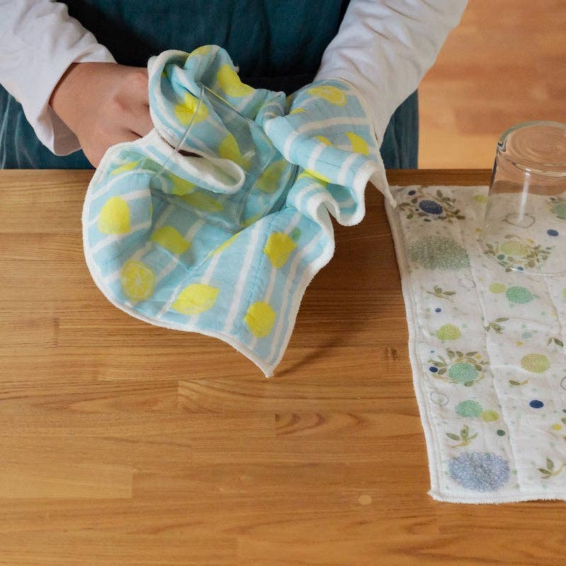 Printed Japanese Dishcloth - Walking Puppies