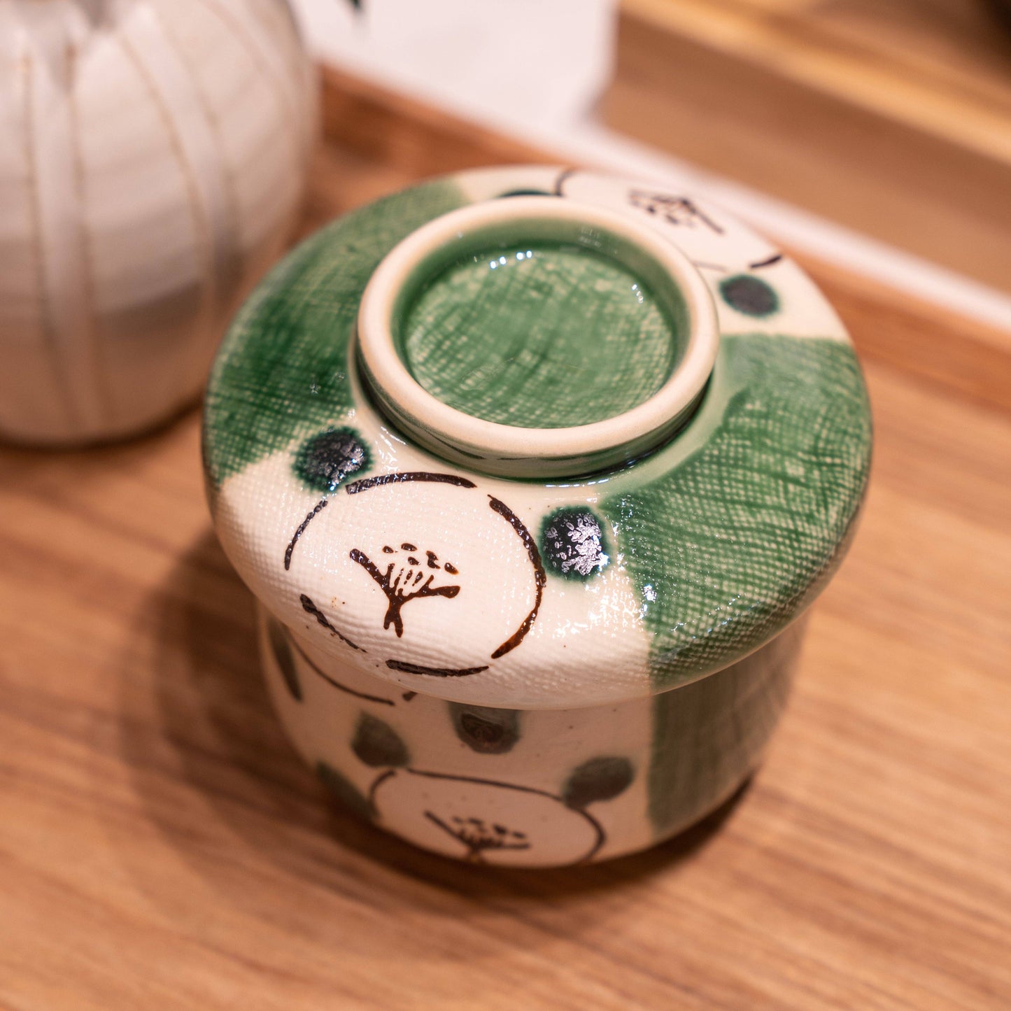 Handmade Oribe Camellia Chawanmushi Cup