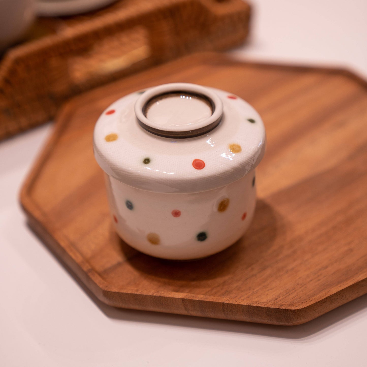 Handmade Seto Ware Polka Chawanmushi Cup