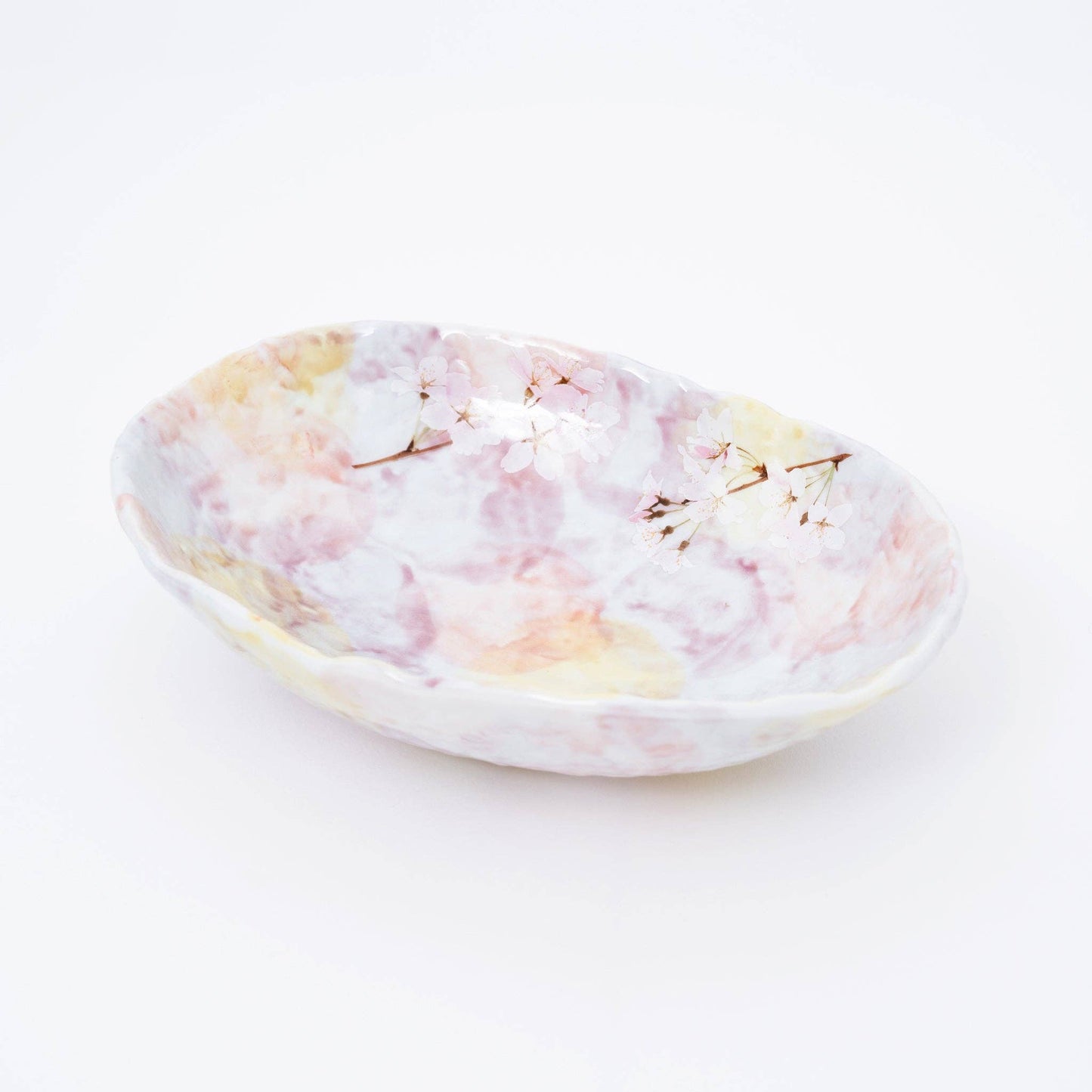 Pale Lilac Cherry Blossom Mino Ware Serving Bowl