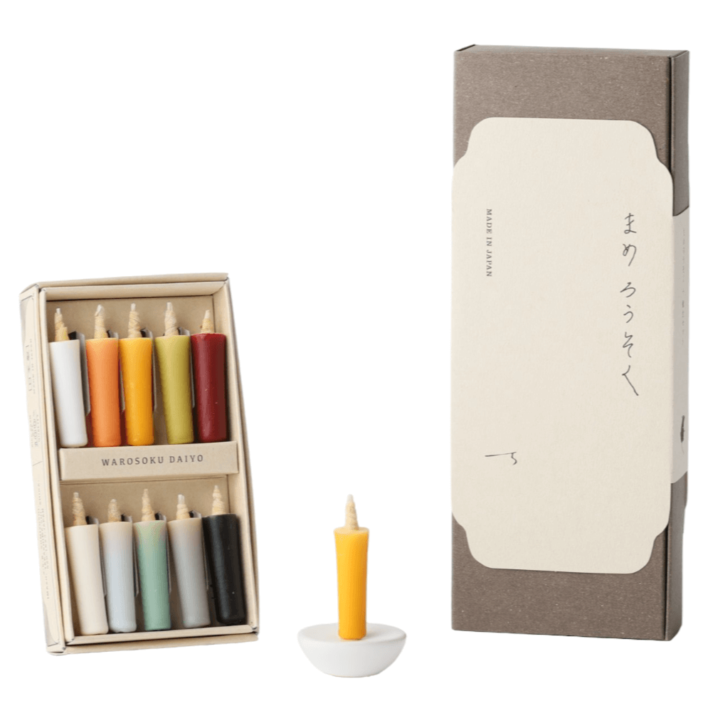 Daiyo Colorful Earth Rice Wax Candle Gift Set: Earth (Black Holder)