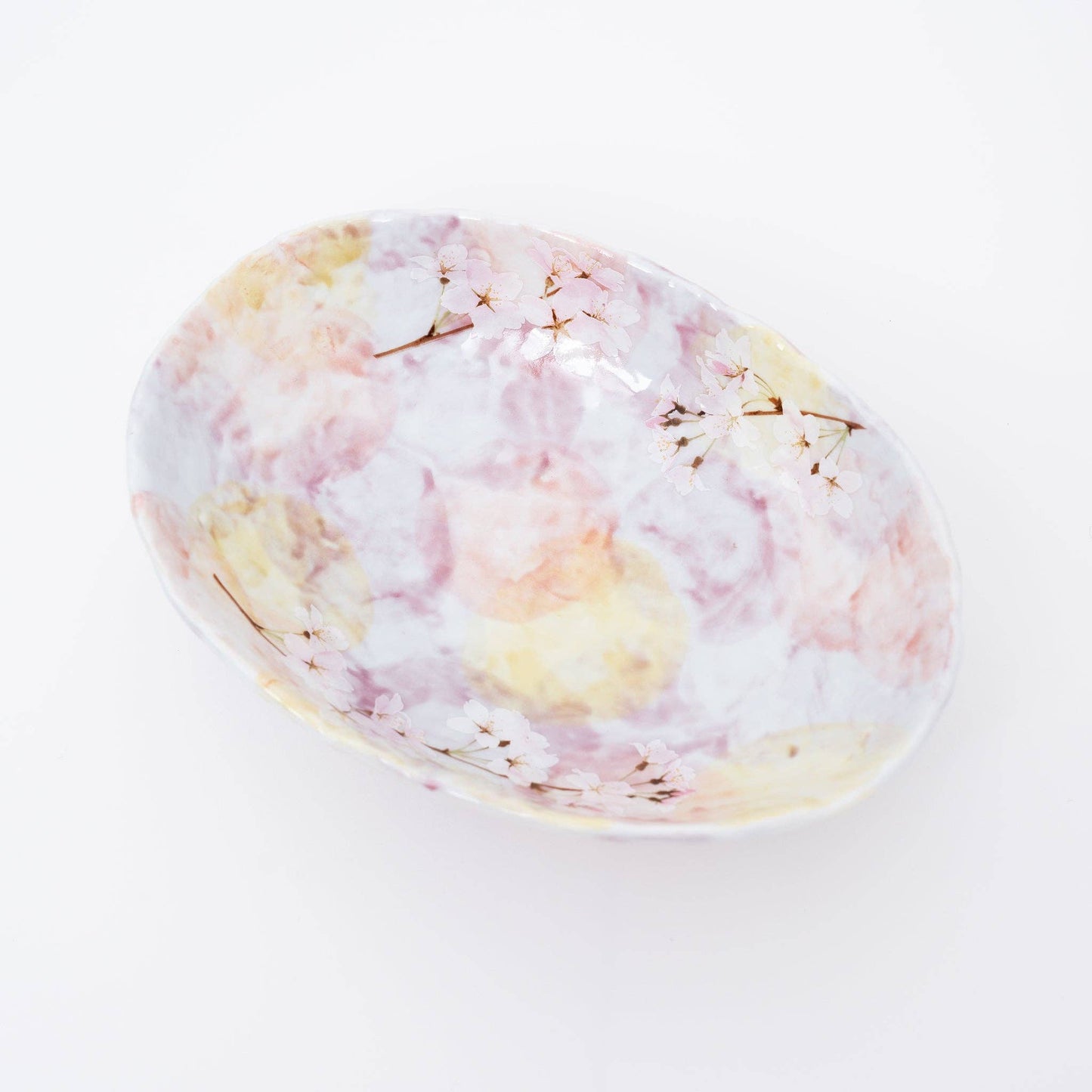 Pale Lilac Cherry Blossom Mino Ware Serving Bowl