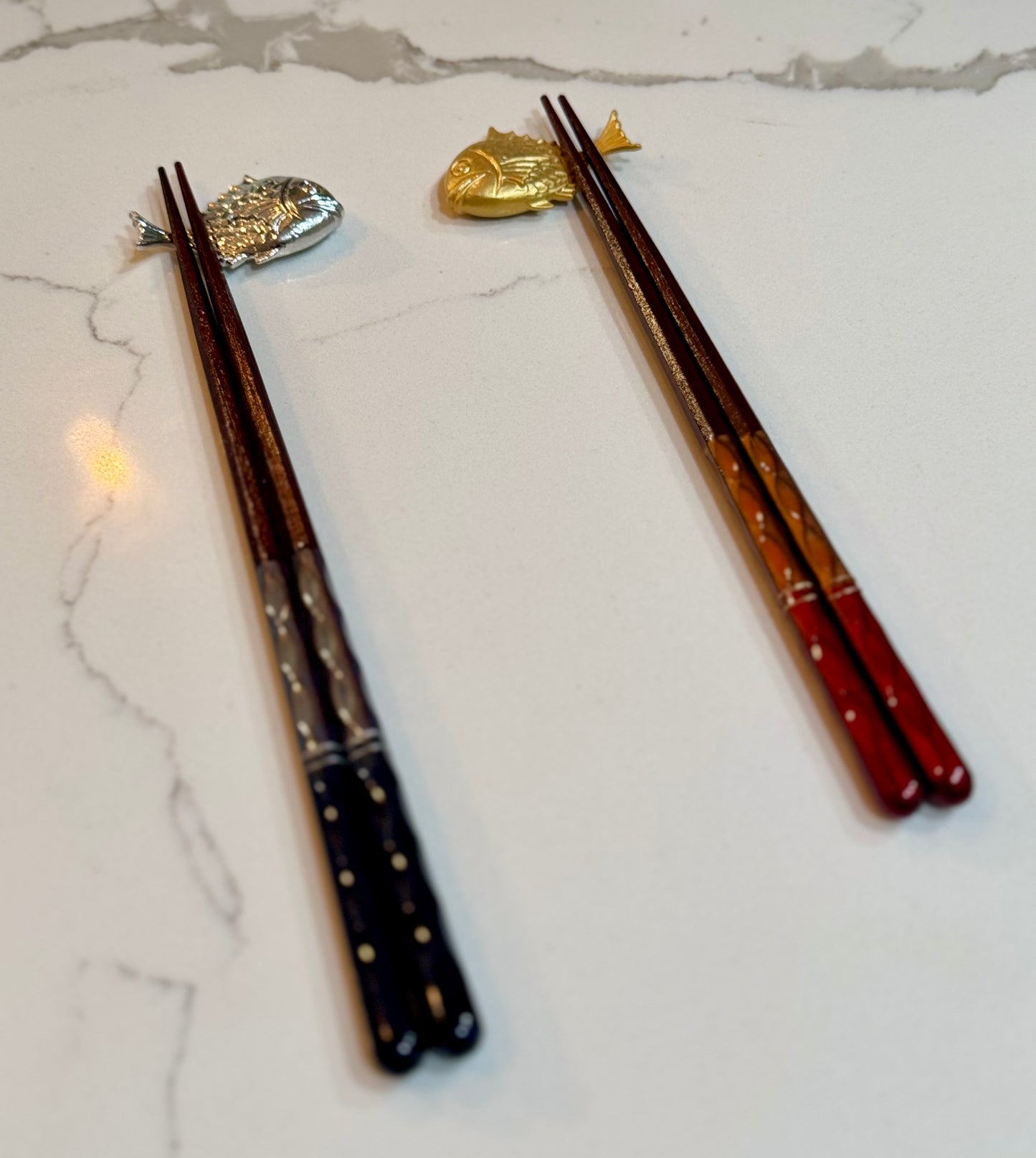 Medetai Metallic Fish Chopstick Holders (Set of 2)