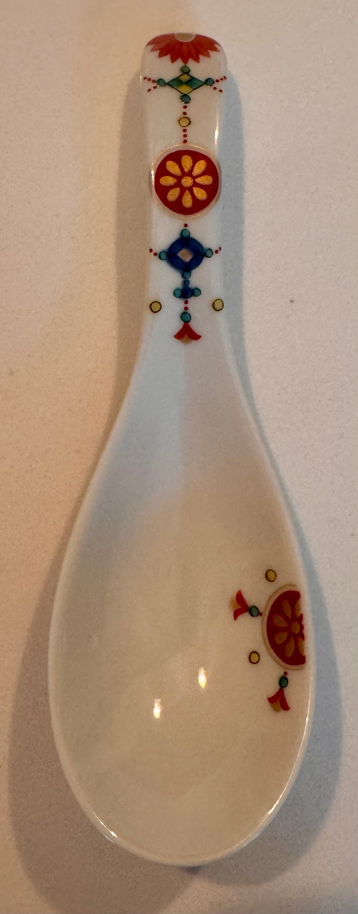 Ornate Porcelain Soup Spoon
