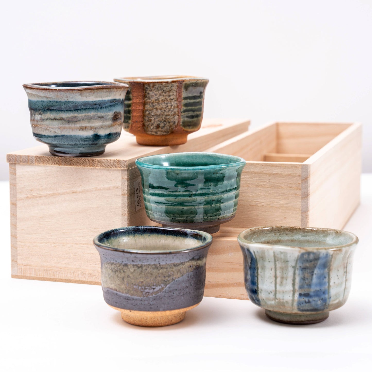 Mino Ware Set of 5 Handmade Sake Cup Gift Set