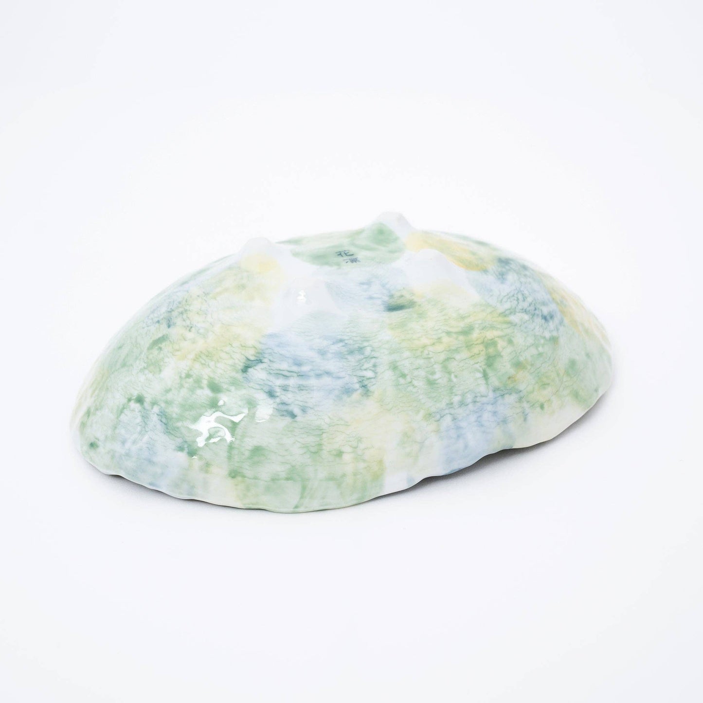 Green Cherry Blossom Mino Ware Serving Bowl