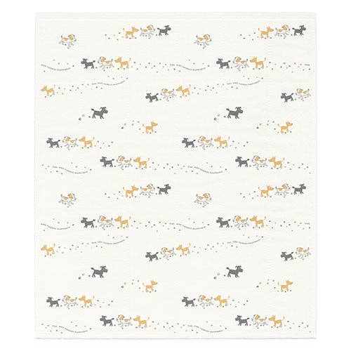 Printed Japanese Dishcloth - Walking Puppies