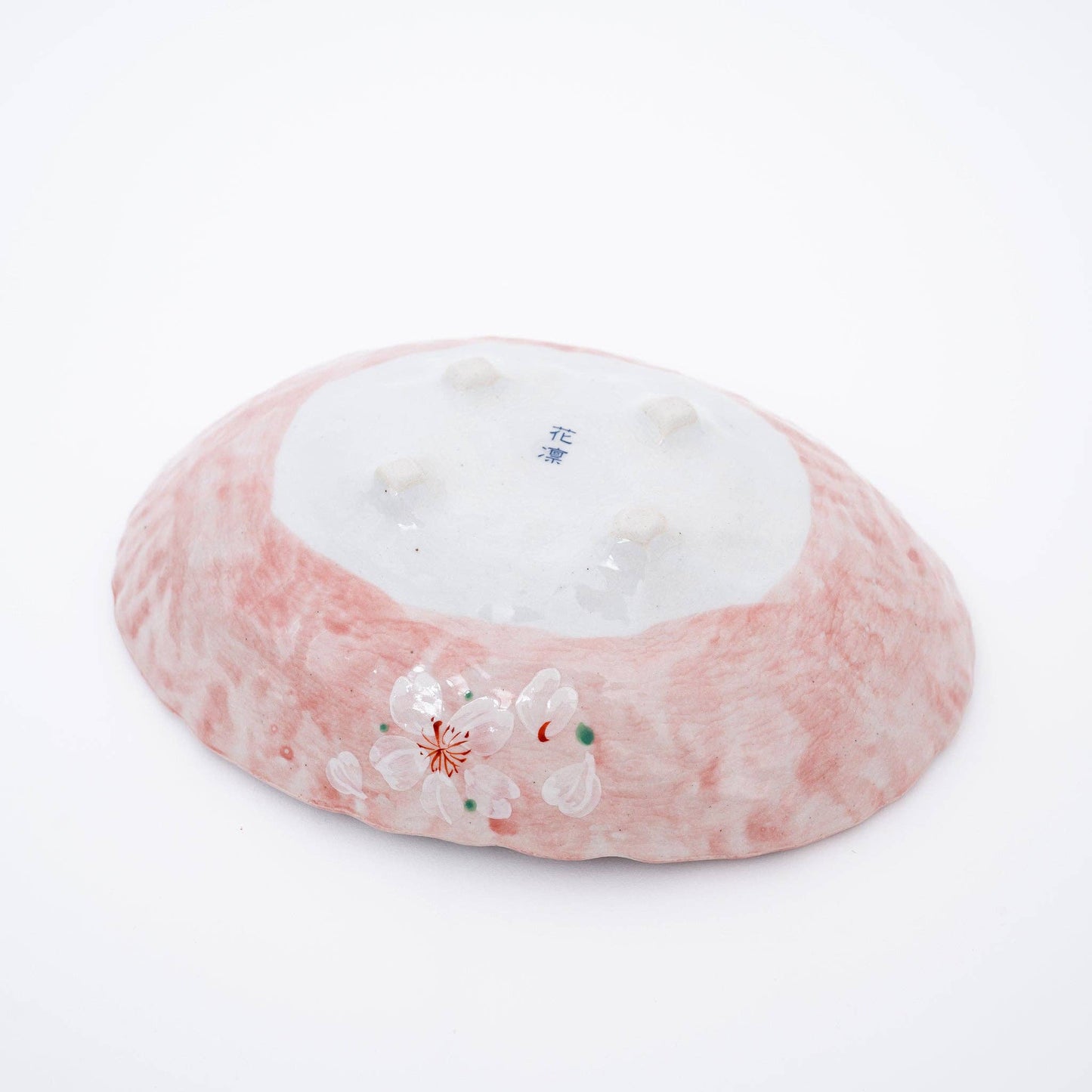 Handmade Pink Cherry Blossom Mino Ware Oval Serving Bowl