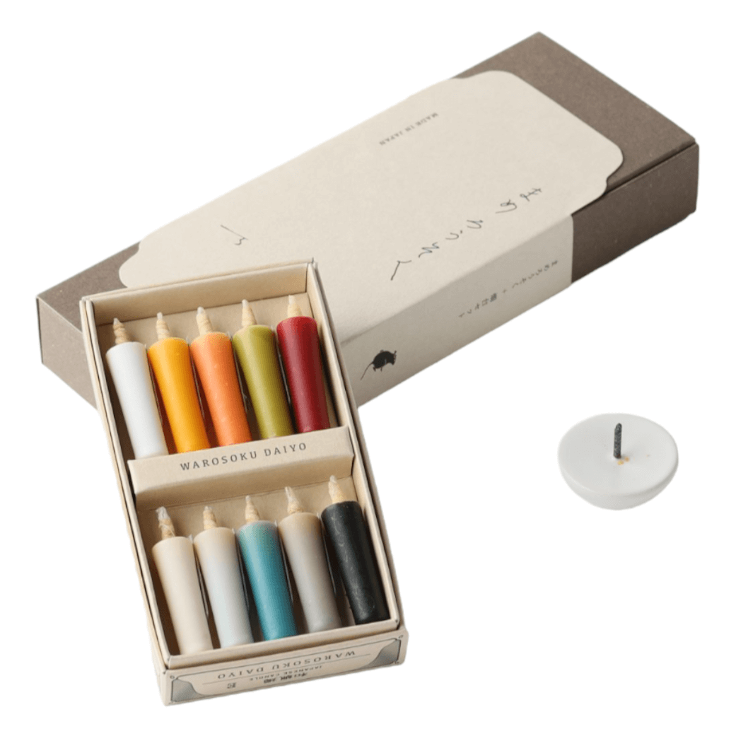 Daiyo Colorful Earth Rice Wax Candle Gift Set: Earth (Black Holder)