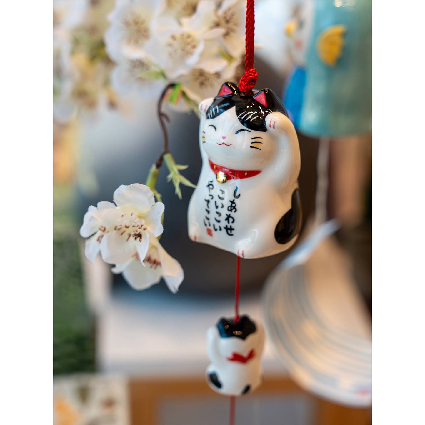 Maneki Neko Wind Chime - Black