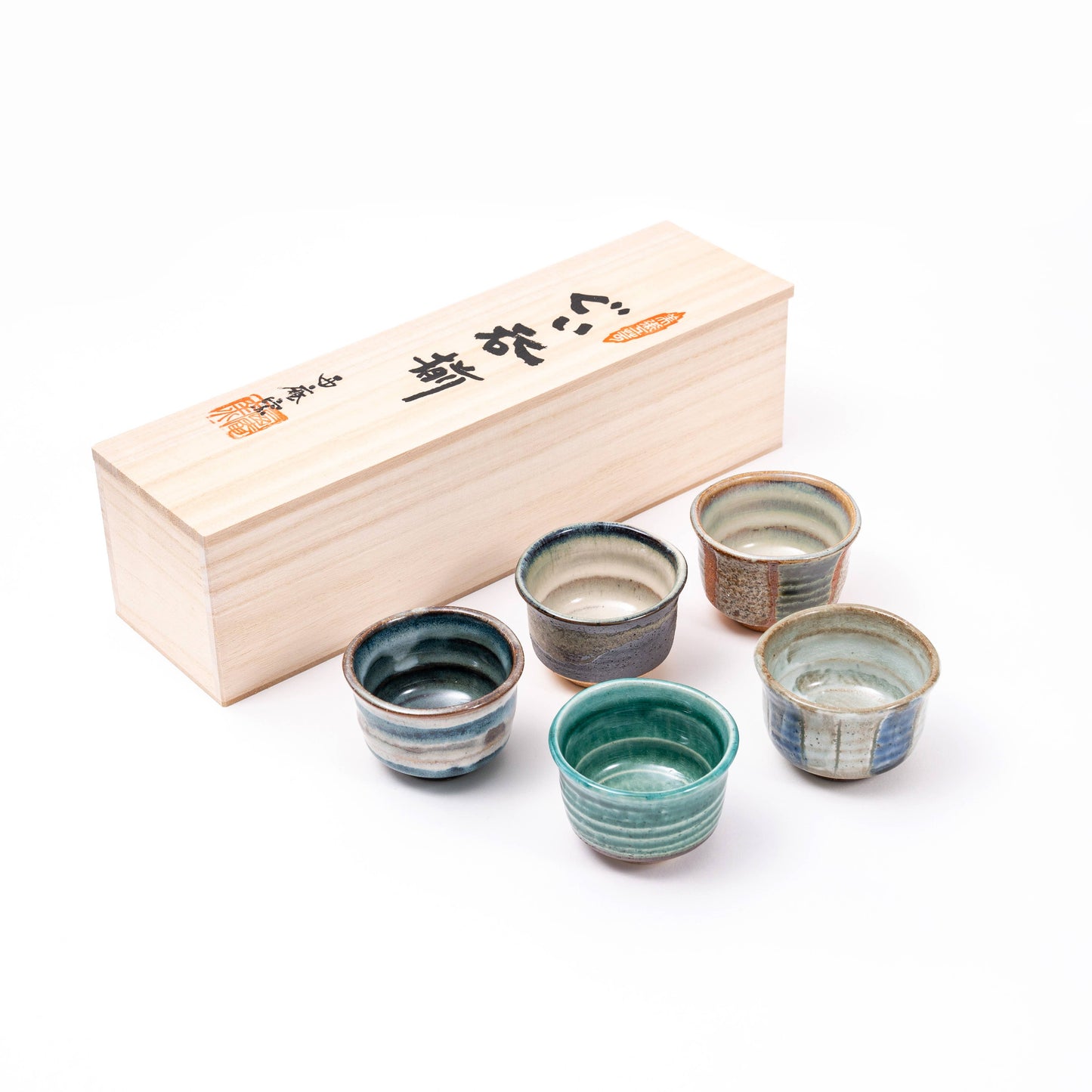 Mino Ware Set of 5 Handmade Sake Cup Gift Set