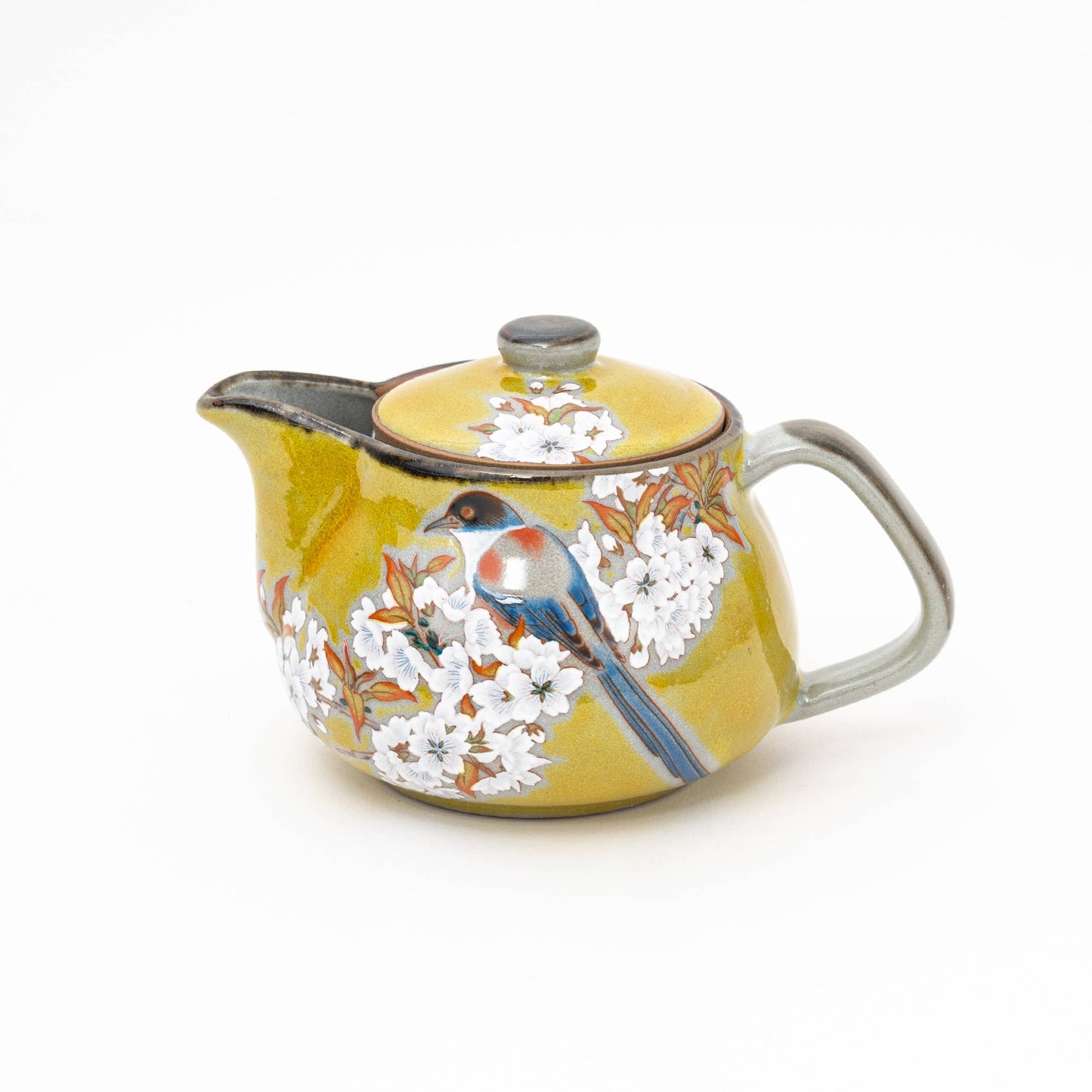 Handmade Kutani Yoshidaya Cherry Bird Teapot