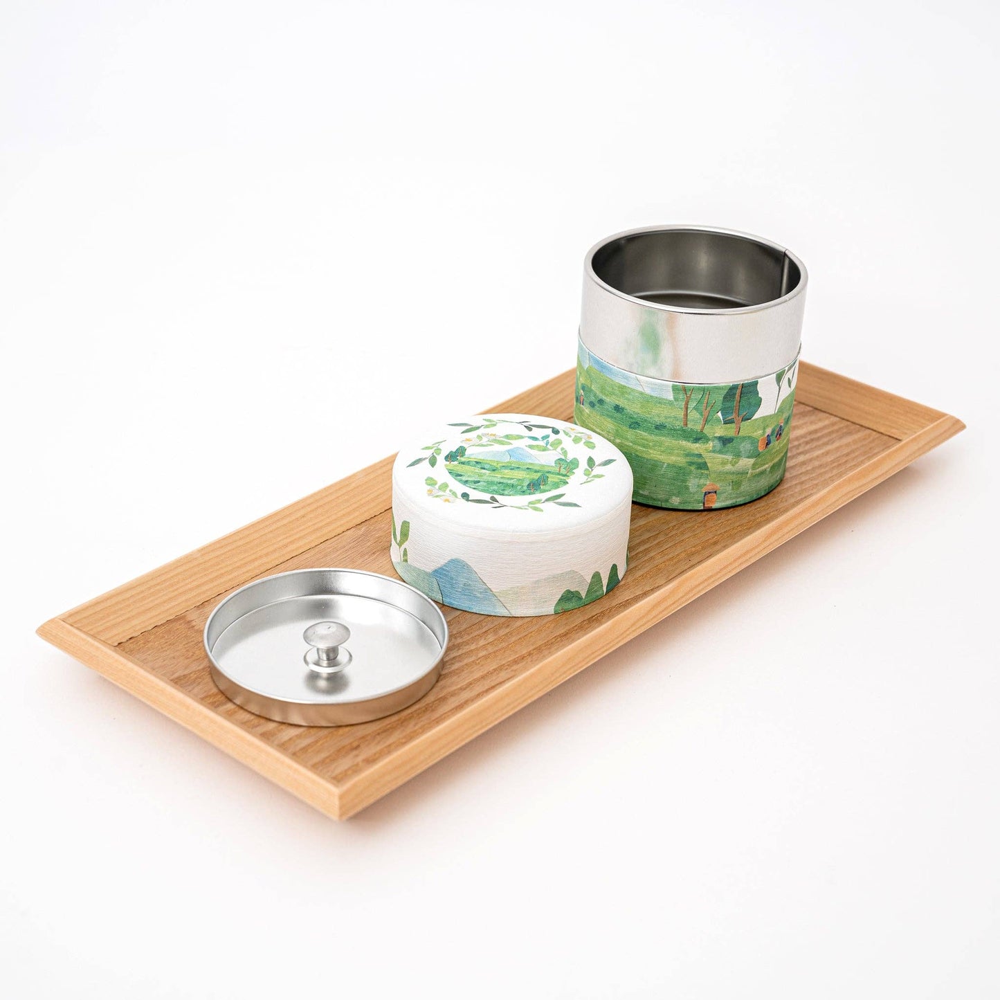 Washi Tea Canister- Yellow Chrysanthemum