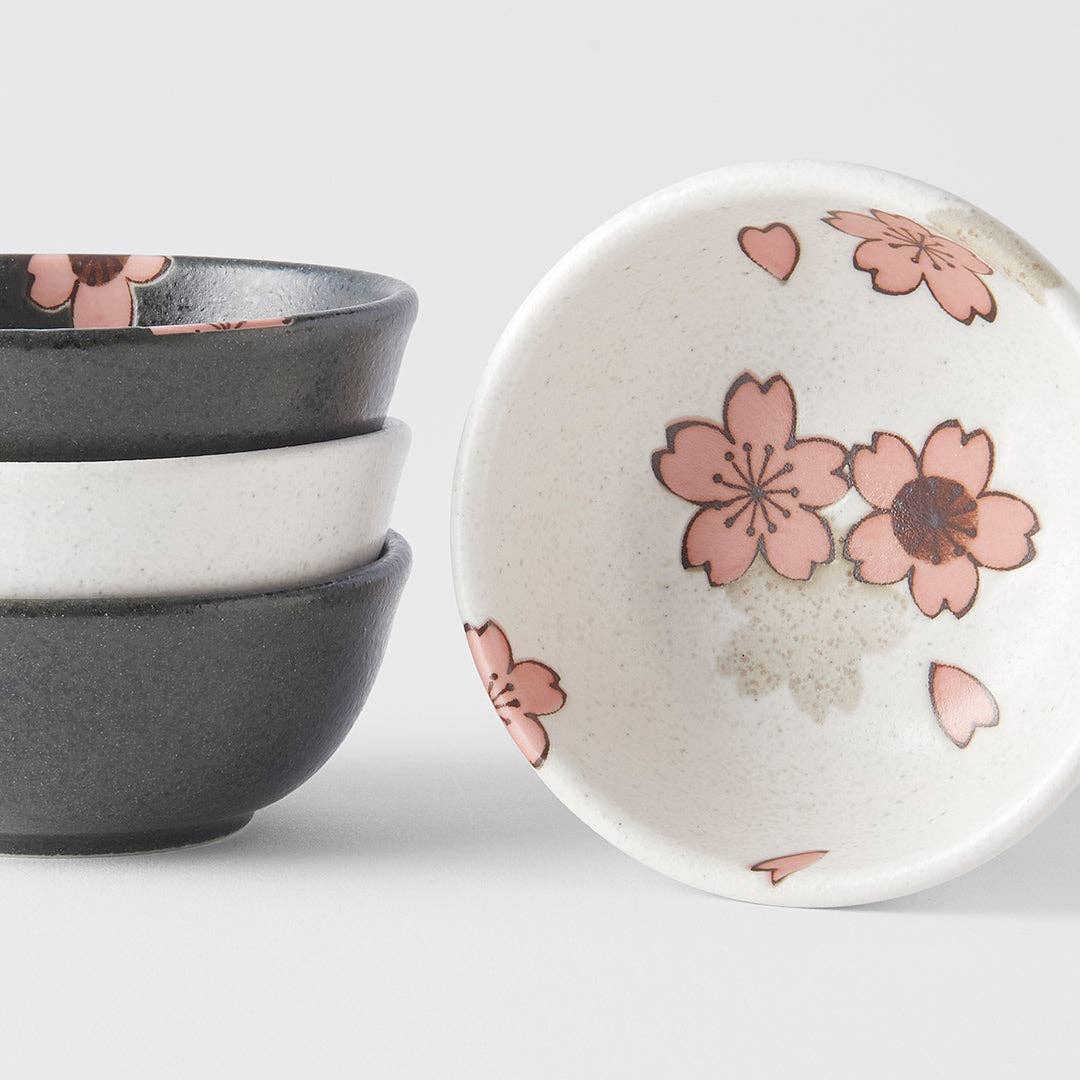 Pink, Black & White Sakura Sauce Dish Set