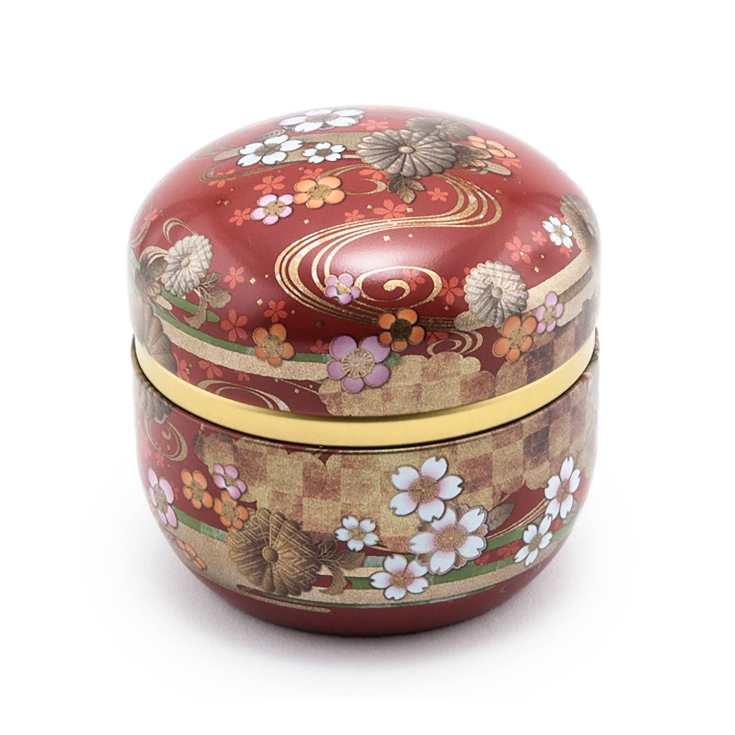 Japanese Double-Lid Tea Container – Red Flower