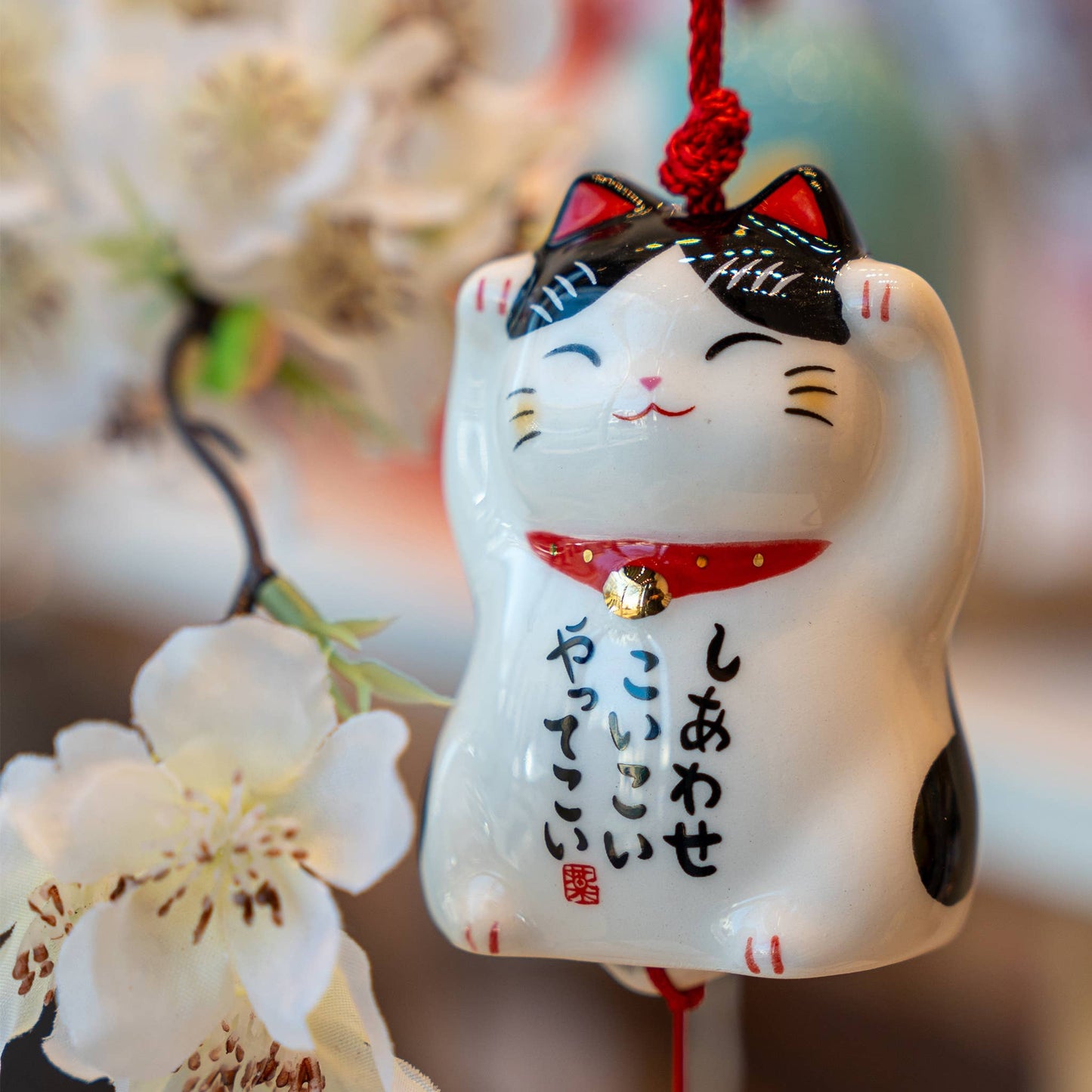 Maneki Neko Wind Chime  - Black