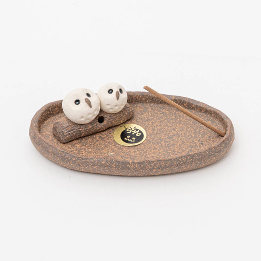 Shigaraki Incense Holder- A Pair of Owls