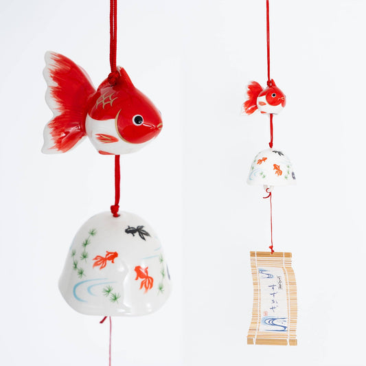 Yakushi Kiln Seto Wind Chimes - Red Goldfish