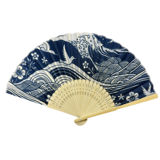 Blue Mountain Waves Paper Folding Fan