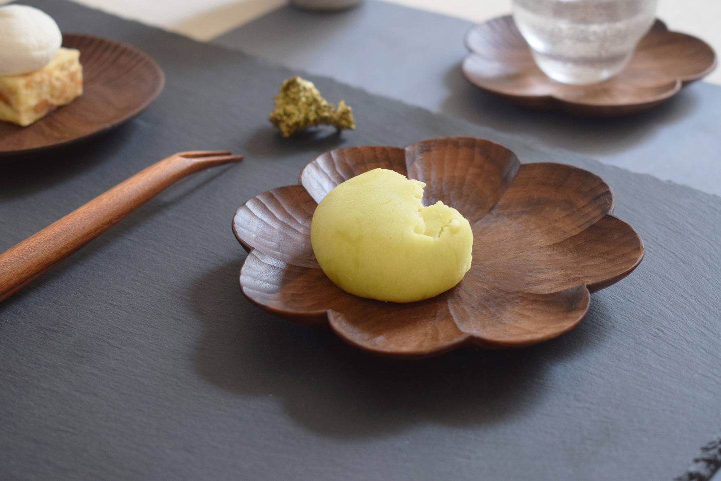 Black Walnut Hand-Carved Flower Plate
