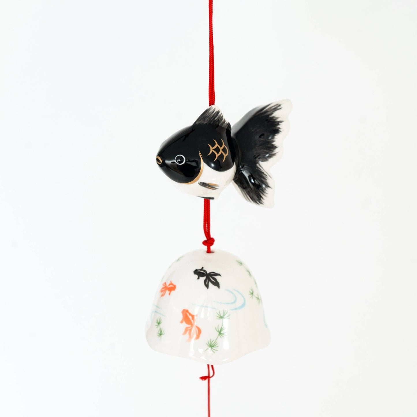 Yakushi Kiln Seto Wind Chime- Black Goldfish