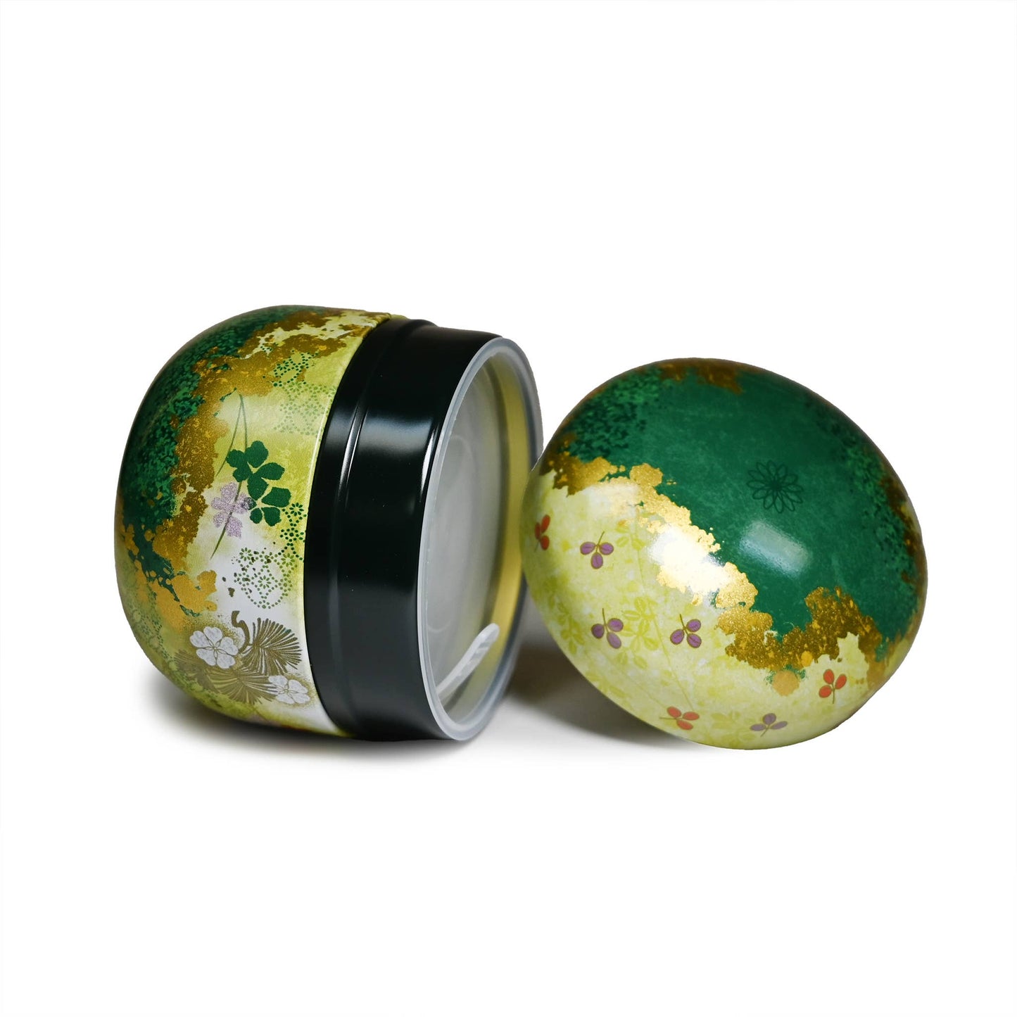 Japanese Double-Lid Tea Container – Green Floral