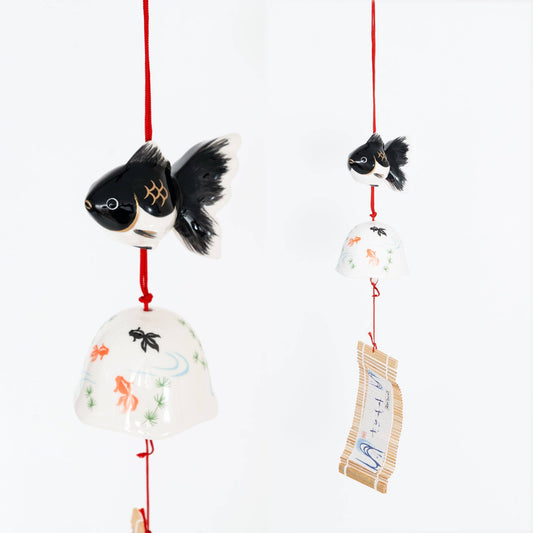 Yakushi Kiln Seto Wind Chimes - Black Goldfish