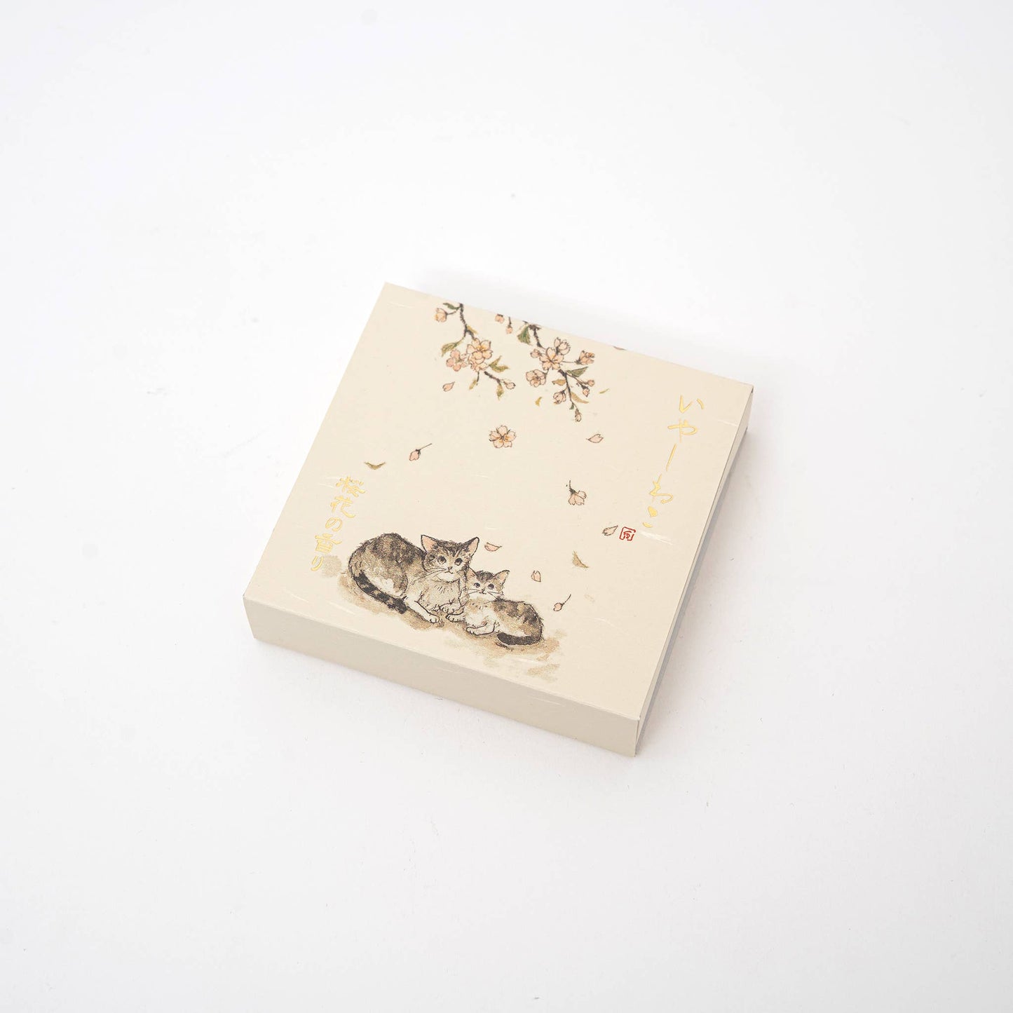 Kousaido Iyashi Neko Incense Cone Set With Ceramic Dish: Sakura