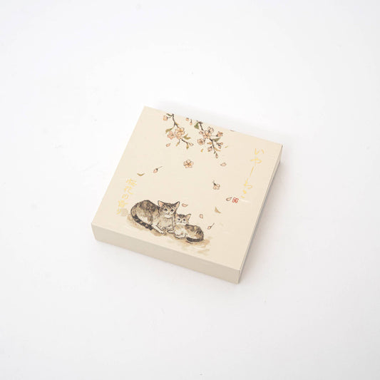 Kousaido Iyashi Neko Incense Cone Set With Ceramic Dish: Sakura