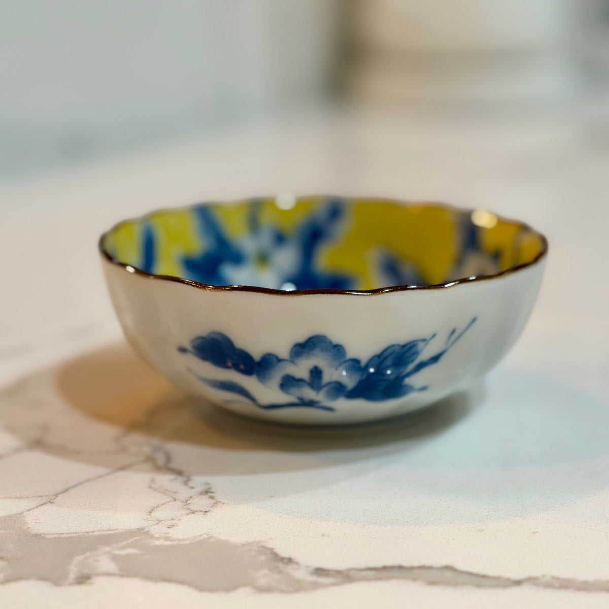 Blue Blossom Scalloped Bowl