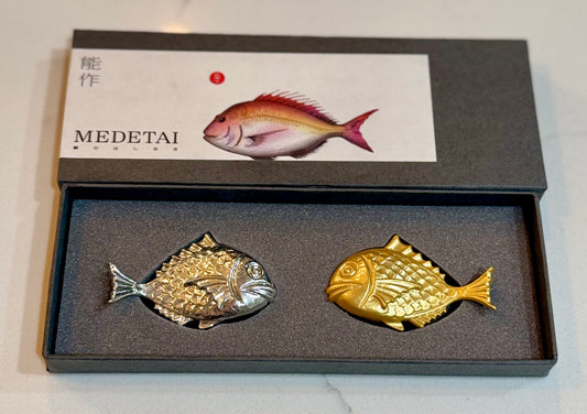 Medetai Metallic Fish Chopstick Holders (Set of 2)