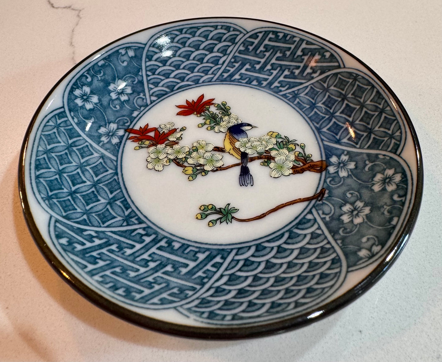 Geo White Blossom Bird Bowl