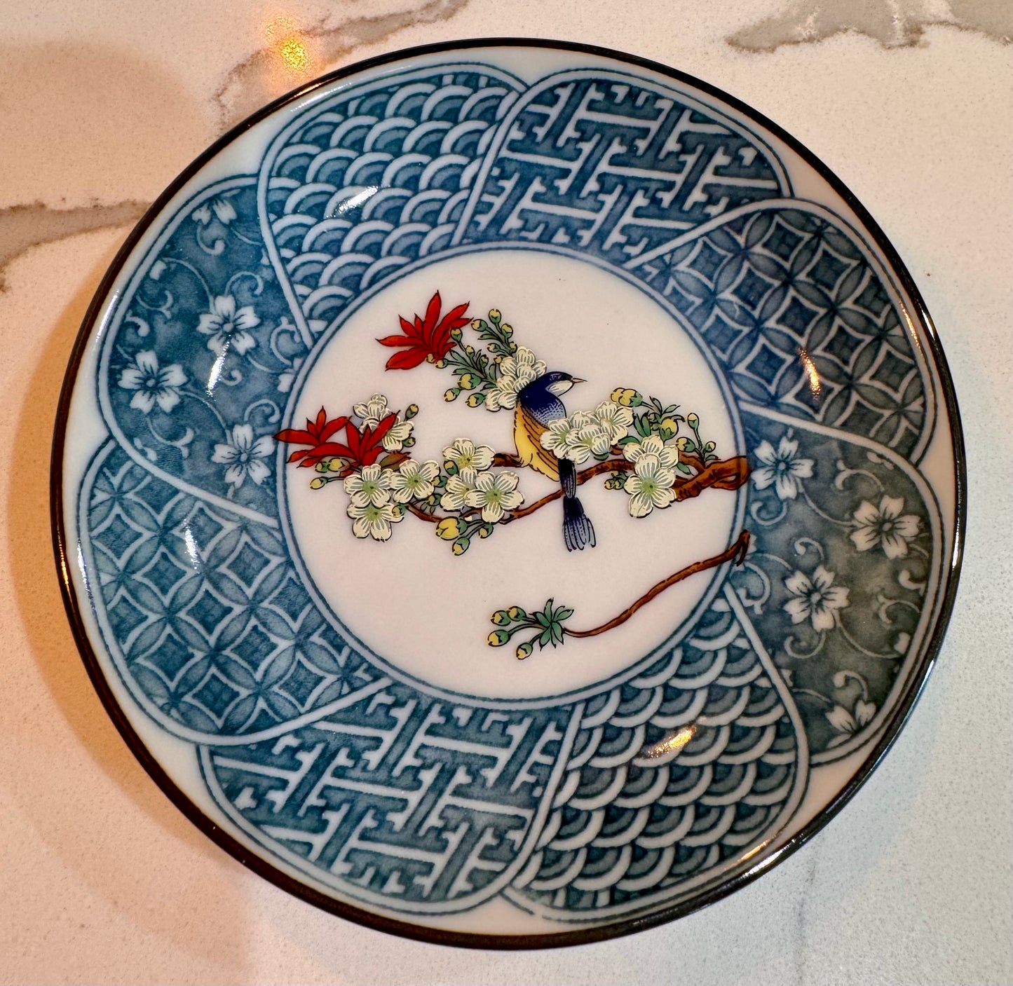 Geo White Blossom Bird Bowl