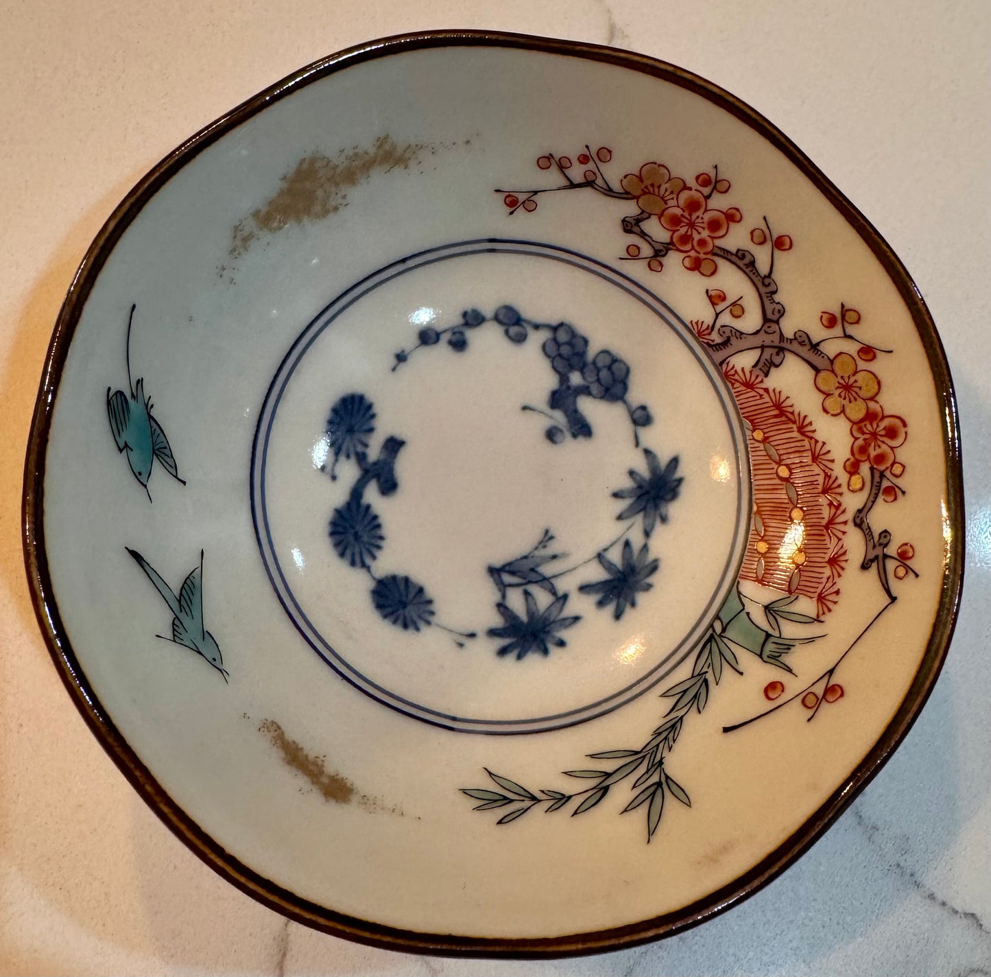 Bluebirds in the Cherry Field Bowl