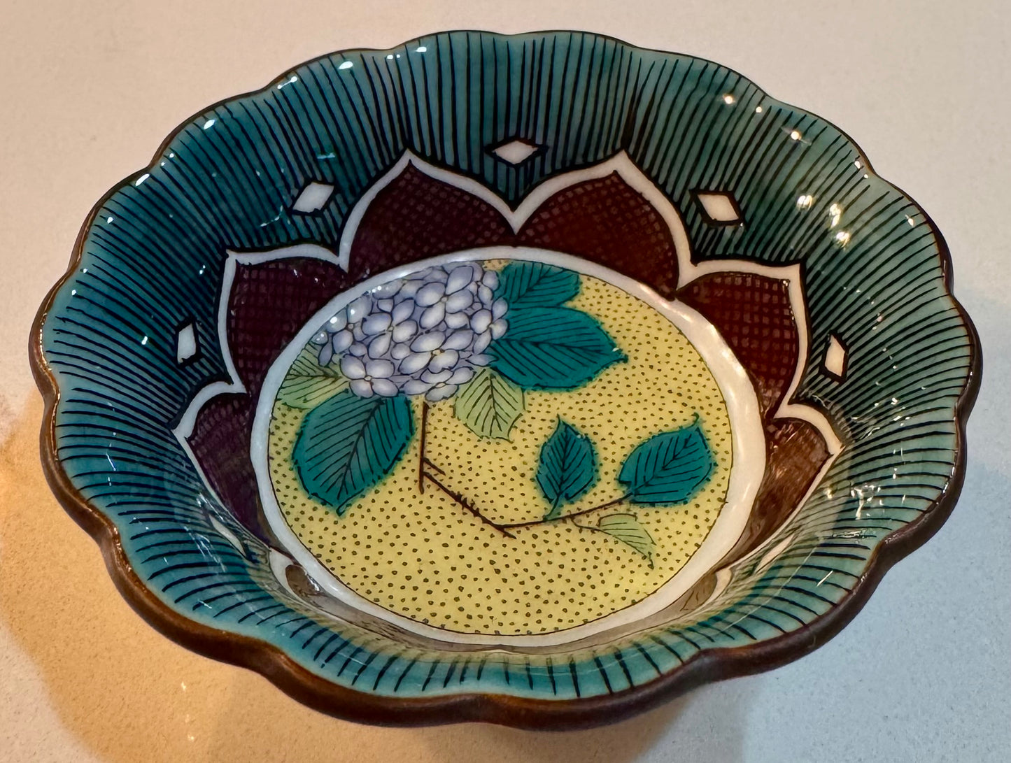 Blue Hydrangea Teal Wisp Bowl