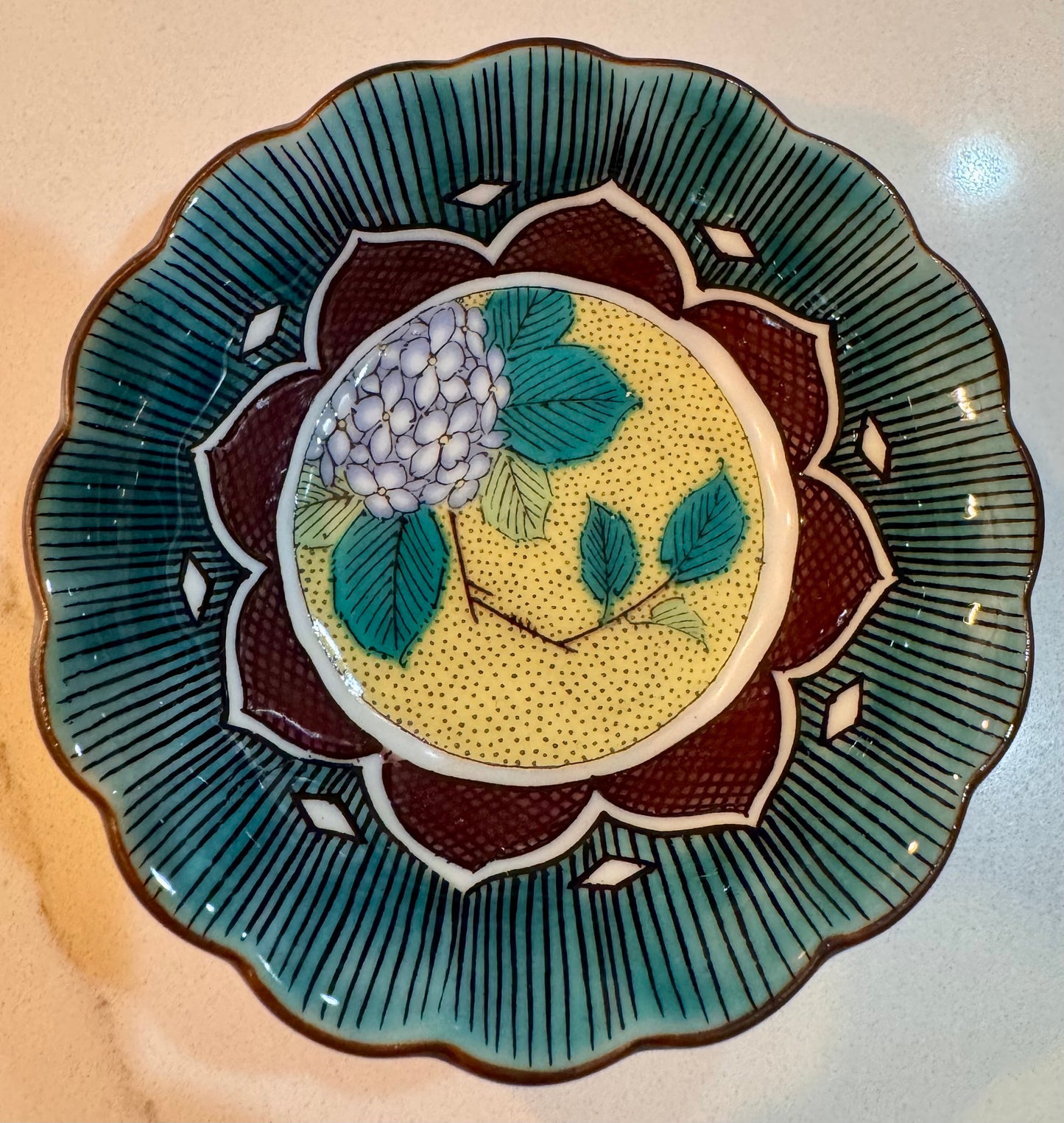 Blue Hydrangea Teal Wisp Bowl